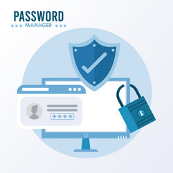 Password manager theme with check symbol in shield vector