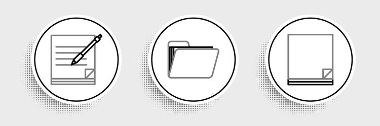 set line file document blank notebook and pen vector image