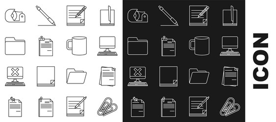 set line paper clip file document computer vector image