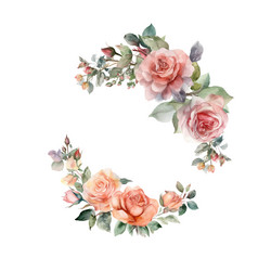 Watercolor Floral Wreath Vector Image