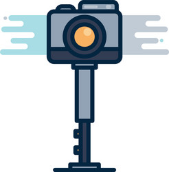 camera over tripod line fill block style icon vector image
