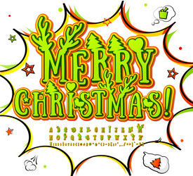 christmas comics font alphabet in pop art style vector