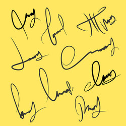 Handwritten Signature Set Vector Image