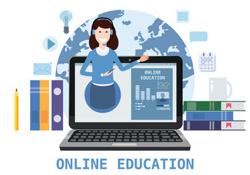 Online education webinar icons composition vector