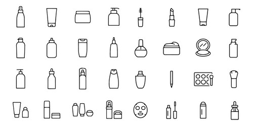 products cosmetic icon set isolated on white vector