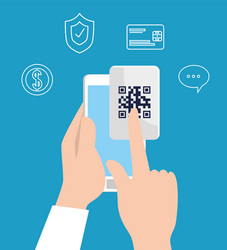 scan code qr with smartphone and icons vector image