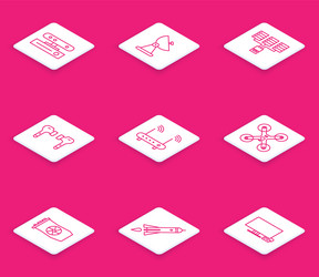 set line motion sensor radar server data web vector image