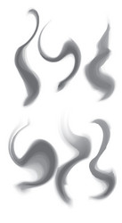 set of gray smoke curls objects separate from vector