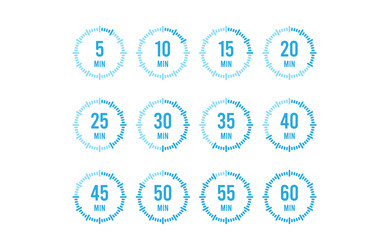 set of timers sign icon full rotation arrow timer vector image