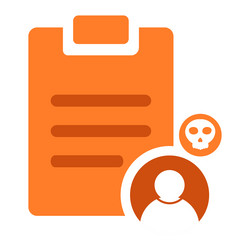 task clipboard with user and skull icon vector image