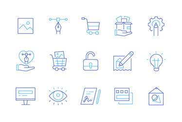 web development - set of modern line design style vector image