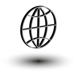 world grid icon floating globe shadow base vector image