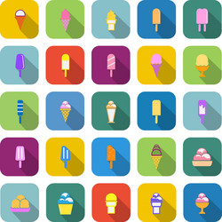 ice cream color icons with long shadow vector