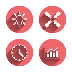 lamp idea and clock time graph chart diagram vector image