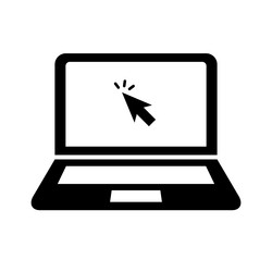 laptop icon with mouse cursor clicking on screen vector image