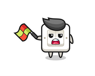 light switch cartoon as the line judge hold vector image