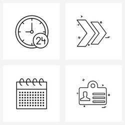 simple set 4 line icons such as clock calendar vector image