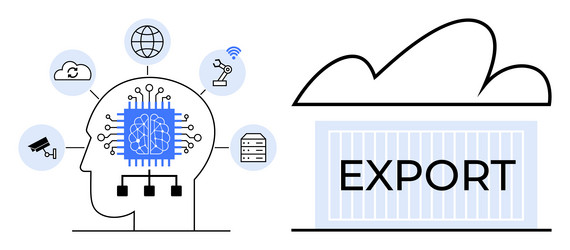 artificial intelligence and cloud export vector image