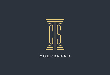 cs initial monogram with pillar shape logo design vector image