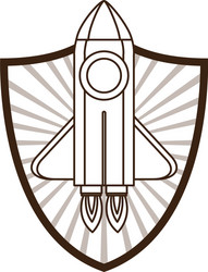 frame with rocket taking off icon vector image