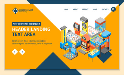 game machine 3d landing web page template vector image
