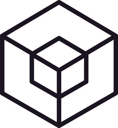 geometric and abstract 3d cube line style icon vector image