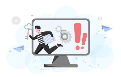 hacker escaping computer screen concept vector image