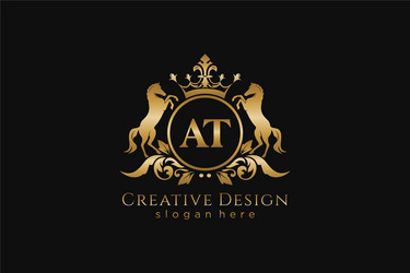 initial at retro golden crest with circle and two vector image