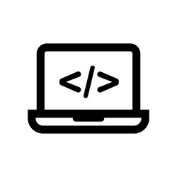 laptop and tag mark or programming icon vector image