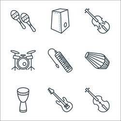 music instruments line icons linear set quality vector