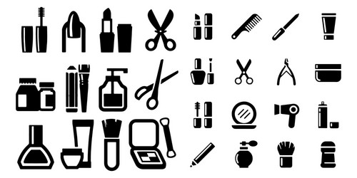 products cosmetic icon set isolated on white vector