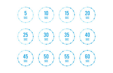 Set of timers sign icon full rotation arrow timer vector