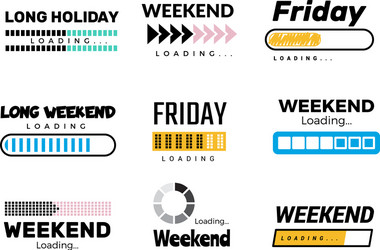 weekend loading bar web ui interface lazy vector image