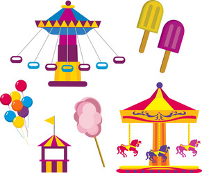 Amusement park set Royalty Free Vector Image - VectorStock