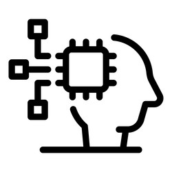 human head with cpu receiving data from network vector image