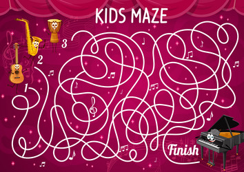 labyrinth maze game with funny musical instruments vector image
