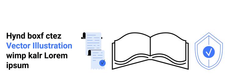 open book documents with checkmark shield vector image