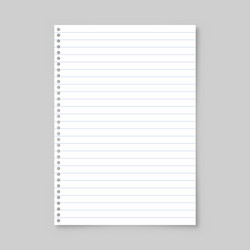 realistic blank lined paper sheet with shadow vector