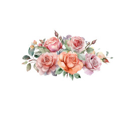 watercolor floral with pink flowers and leaves Vector Image