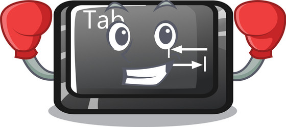 boxing tab button installed on computer character vector image