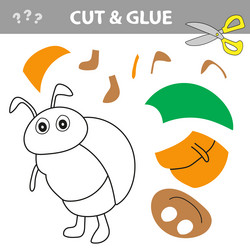 cut and glue - simple game for kids with bug vector image