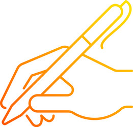 hand writing with pen gradient linear icon vector