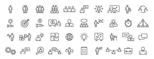 set of 40 teamwork web icons in line style team vector image