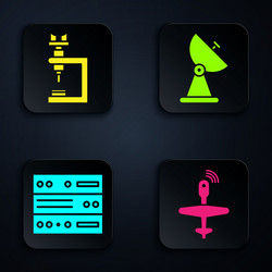 set uav drone microscope server data web vector image