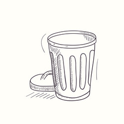 Sketched empty trash bin desktop icon vector