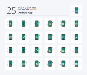 Android app 25 flat color icon pack including vector