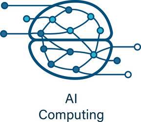 brain icon with ai neural network inside vector