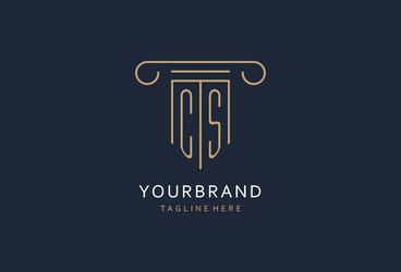 cs initial with pillar shape logo design creative vector image