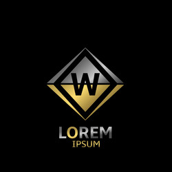 W golden letter logo design with circle swoosh Vector Image
