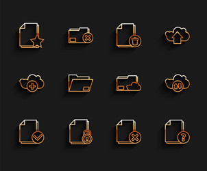 set line document and check mark lock with star vector image